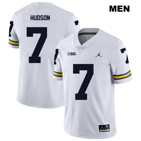 Men's NCAA Michigan Wolverines Khaleke Hudson #7 White Jordan Brand Authentic Stitched Legend Football College Jersey OR25K65MZ